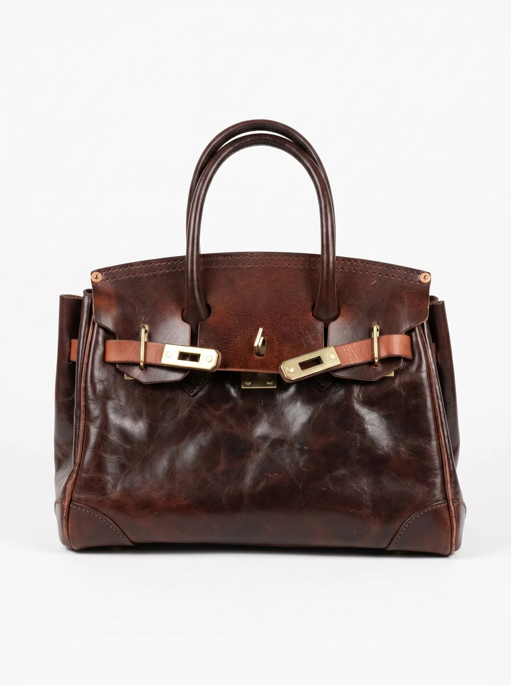 Vegetable-Tanned Leather Top-Handle Tote 38