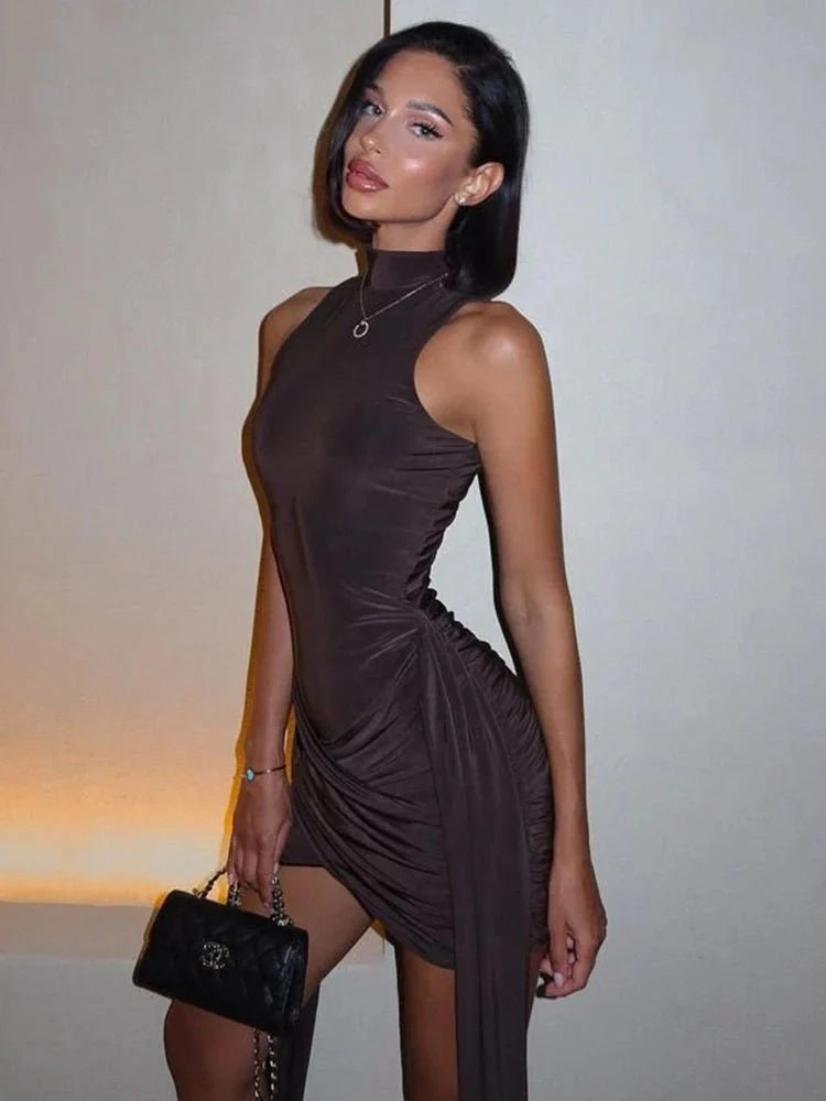 SOERA Daniella Turtleneck Mini Dress - Dresses - 1005006771318290-;Nu1763048696793351534 Brown S